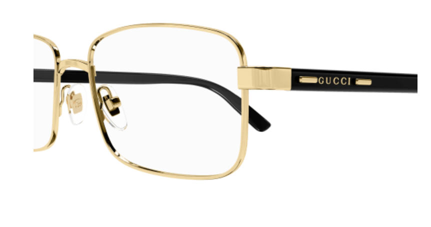 Gucci GG1586O 004 Gold/Black Rectangular Men's Eyeglasses