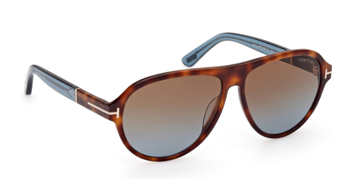 Tom Ford QUINCY FT1080 53F Havana-Light Blue/Brown Gradient Men's Sunglasses