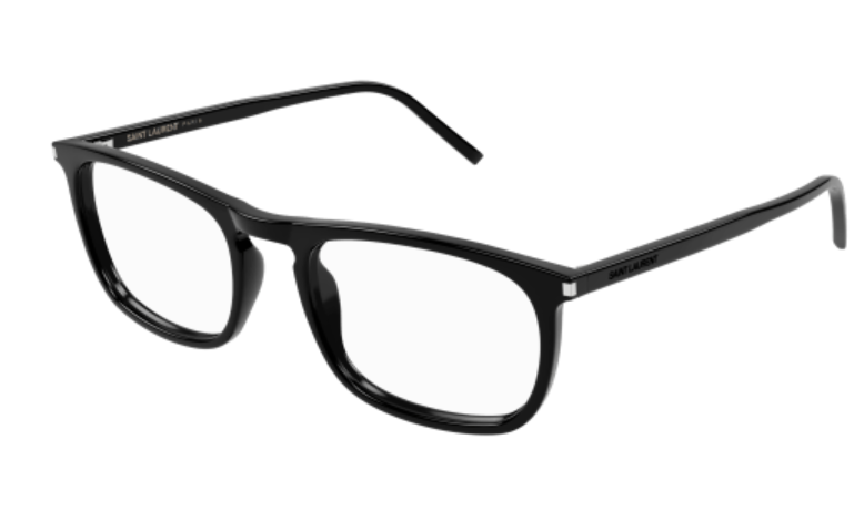 Saint Laurent SL 670 001 Black Flat Top Rectangle Men's Eyeglasses