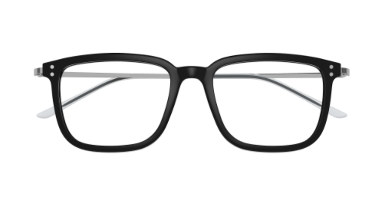 Gucci GG1709O 005 Black/Silver Rectangle Men's Eyeglasses