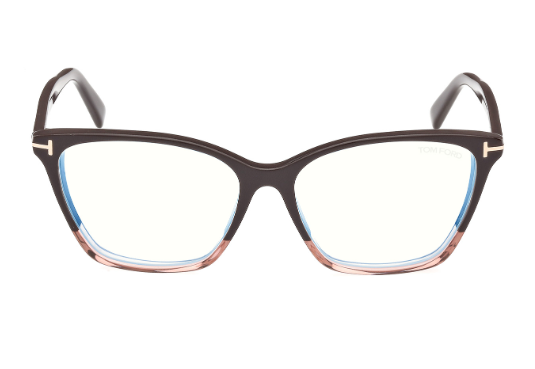 Tom Ford FT5949-B 050 Brown Pink Gradient/Blue Block Lenses Cat-Eye Eyeglasses