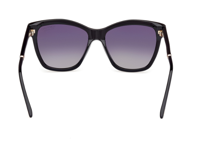 Tom Ford FT1087 Lucia 01D Shiny Black/Smoke Gradient Polarized Square Sunglasses