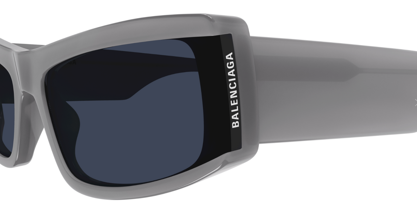 Balenciaga BB0301S-003 Grey/Blue Rectangular Men's Sunglasses