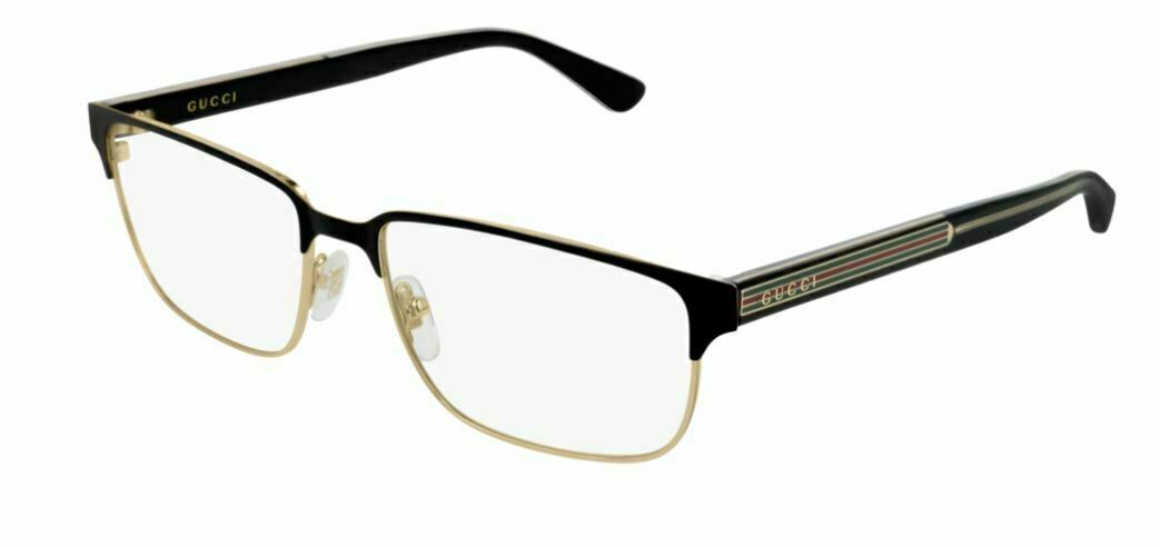 GUCCI GG0383O 004 Rectangular Black Endura Gold Men's Eyeglasses