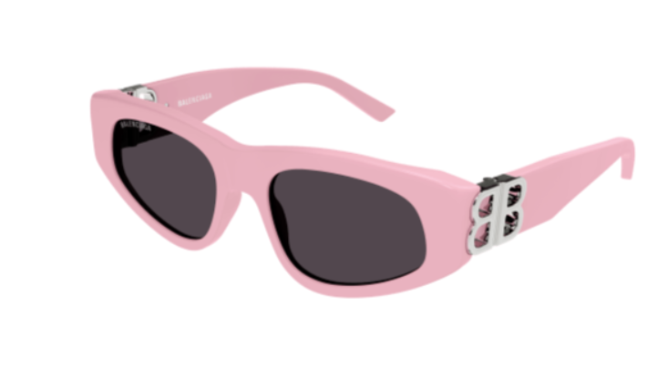 Balenciaga BB0095S 013 Pink-Silver/Grey Cat Eye Women's Sunglasses