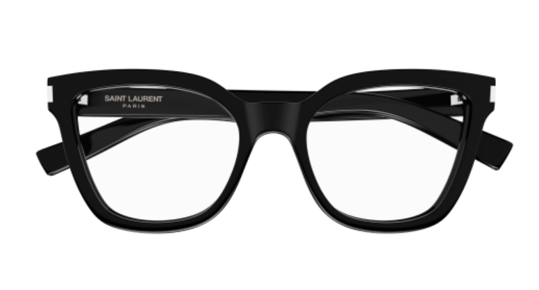 Saint Laurent SL 748 001 Black/Crystal Wide Cat Eye Women's Eyeglasses