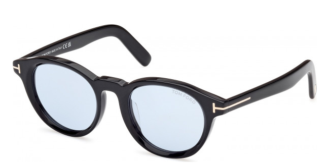 Tom Ford FT1123-D 01A Shiny Black/Smoke Round Men's Sunglasses