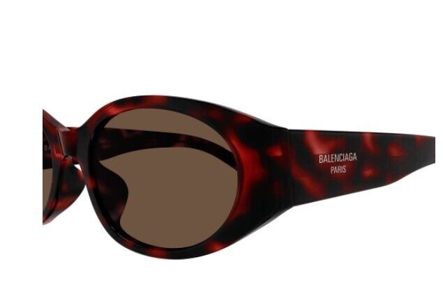 Balenciaga BB0369SK 003 Red Havana/Brown Round Women's Sunglasses