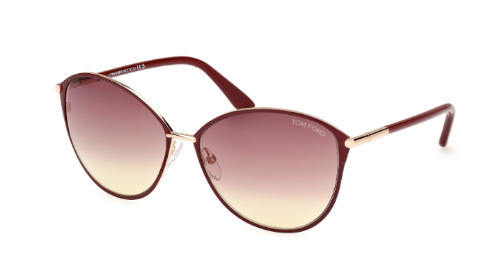 Tom Ford FT0320 Penelope 69T Shiny Bordeaux-Gold/Bordeaux Gradient Sunglasses