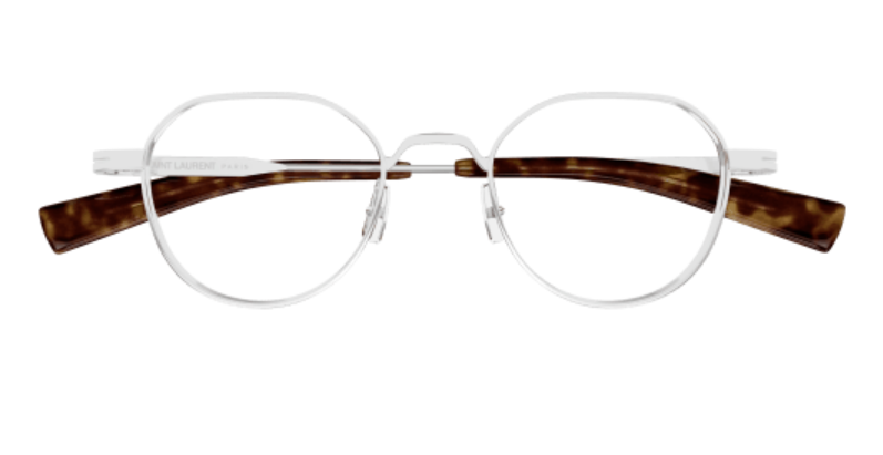 Saint Laurent SL 730 002 Silver Metal Oval Men's Eyeglasses