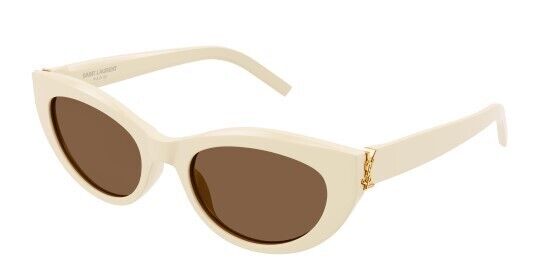 Saint Laurent SL M115 004 Ivory/Brown Cat-Eye Women's Sunglasses