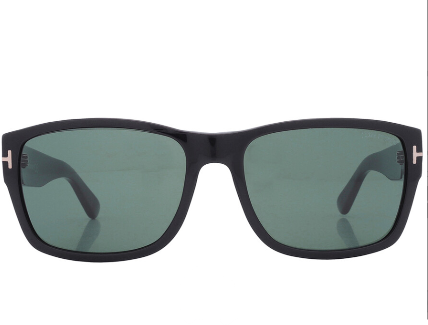 Tom Ford FT0445 01N Shiny Black/Green Rectangular Men's Sunglasses