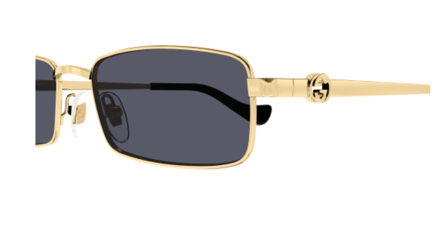 Gucci GG1600S 001 Gold/Grey Rectangular Full Metal Women's Sunglasses