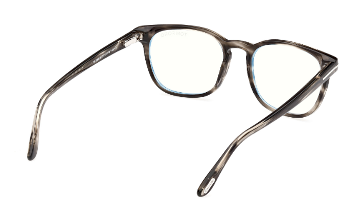 Tom Ford FT5868-B 020 Grey/Striped Blue Block Lenses Men's Eyeglasses