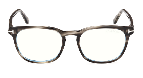 Tom Ford FT5868-B 020 Grey/Striped Blue Block Lenses Men's Eyeglasses