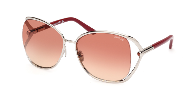 Tom Ford Marta FT1091 16T Shiny Palladium-DarkFuxia/Bordeaux Gradient Sunglasses