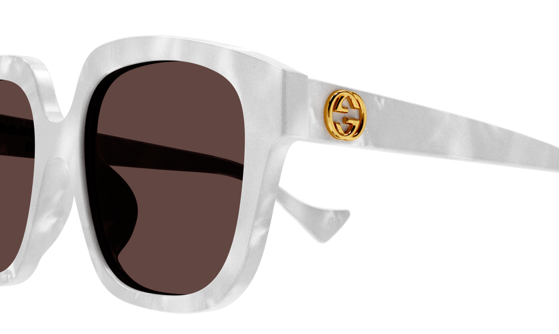 GUCCI GG1376SA 001 White/Brown Rectangular Women's Sunglasses