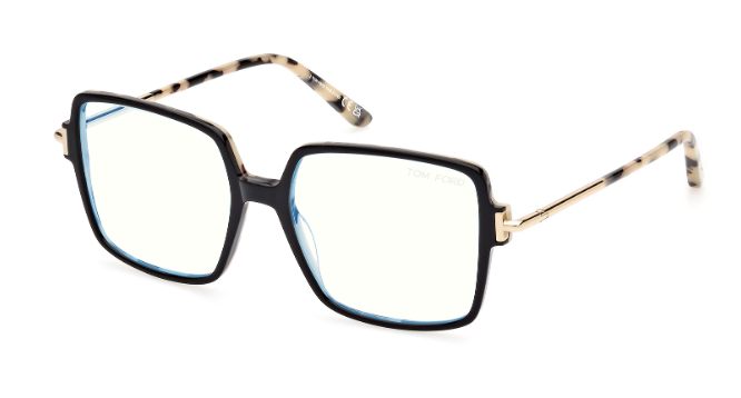 Tom Ford FT5915 005 Black/Monocolor/Clear Square Women's Eyeglasses