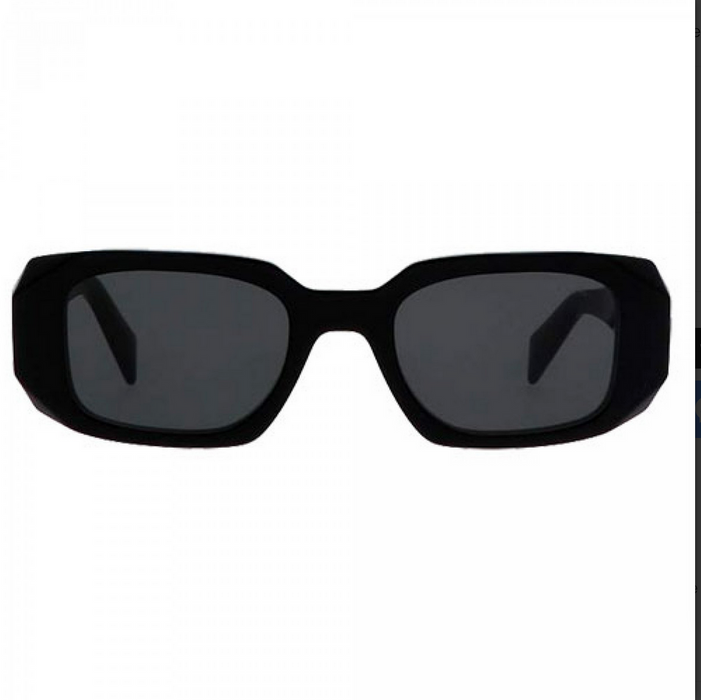 Prada 0PR17W 1AB5S0 Black/Dark Grey Rectangular Women's Sunglasses