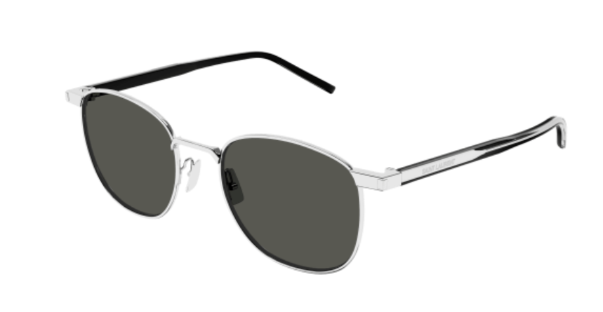 Saint Laurent SL 747 002 Silver/Crystal-Grey Full Metal Round Men's Sunglasses