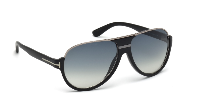Tom Ford Dimitry FT0334 02W Matte Black/Gradient Blue Round Men's Sunglasses