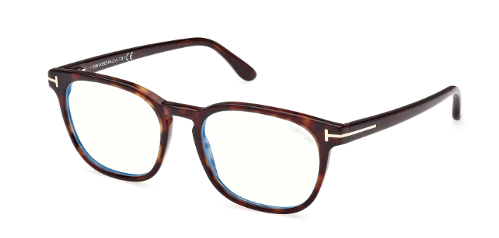 Tom Ford FT5868-B 052 Dark Havana Blue Block Lenses Men's Eyeglasses