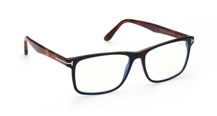 Tom Ford FT5752 B 005 Black/Havana / Blonde Havana Square 53 mm Men's Eyeglasses