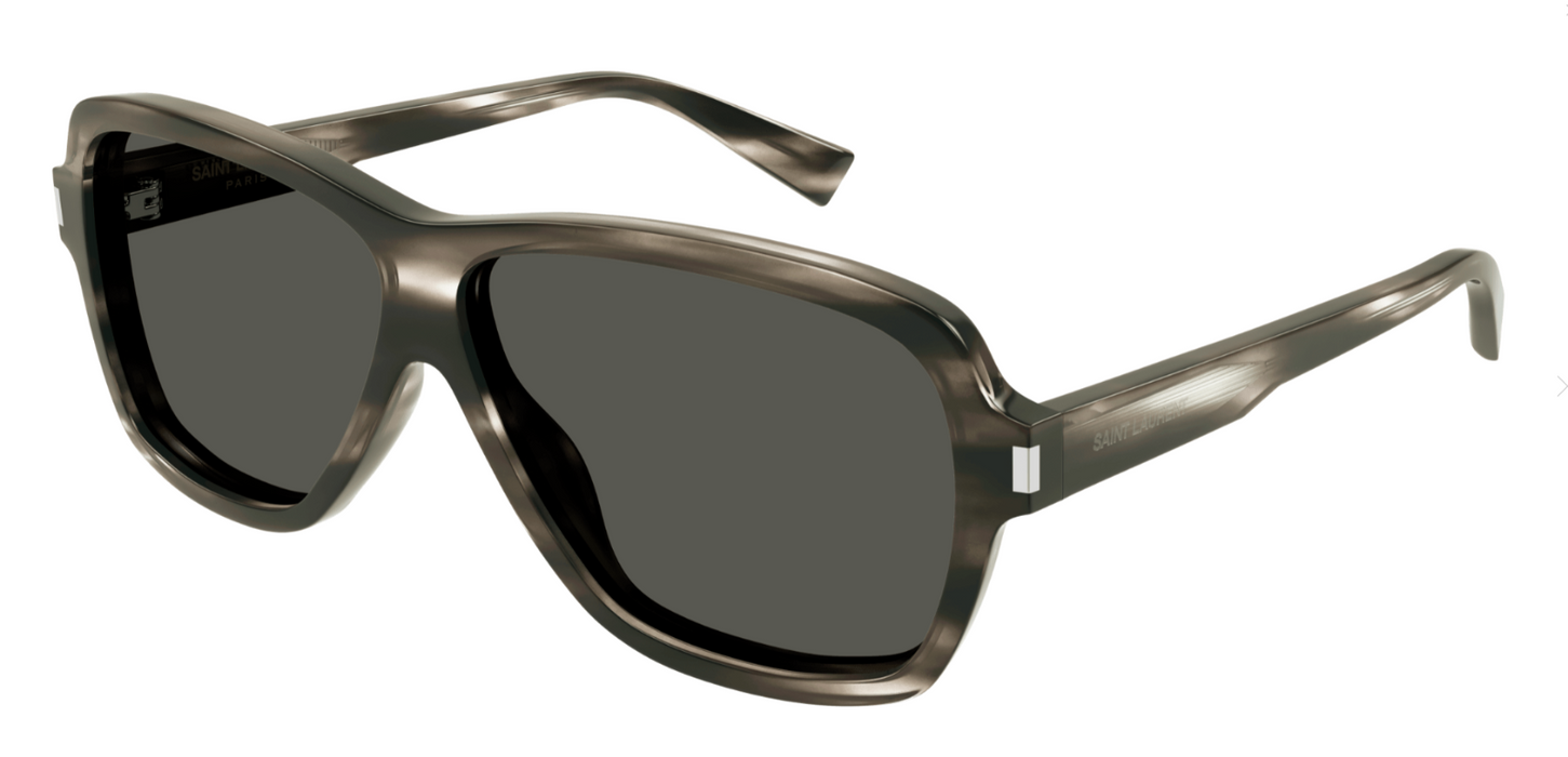 Saint Laurent SL 609 Carlyon 004 Havana/Grey Oval Men's Sunglasses