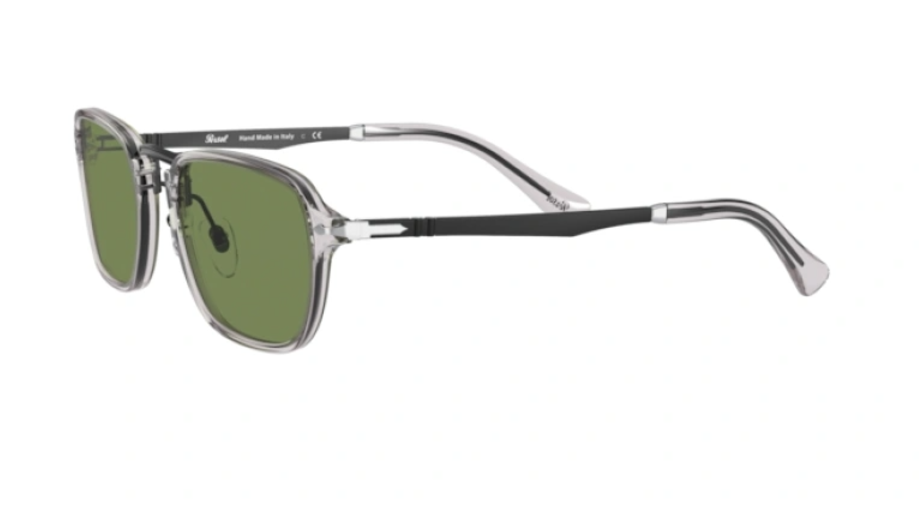 Persol 0PO3247S 309/4E Transparent Grey/Green Square Men's Sunglasses