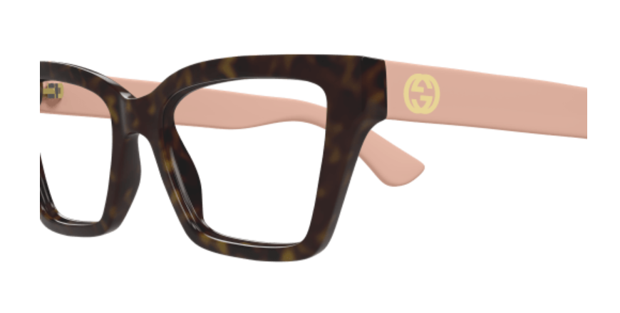 Gucci GG1715O 005 Havana/Pink Rectangle Women's Eyeglasses