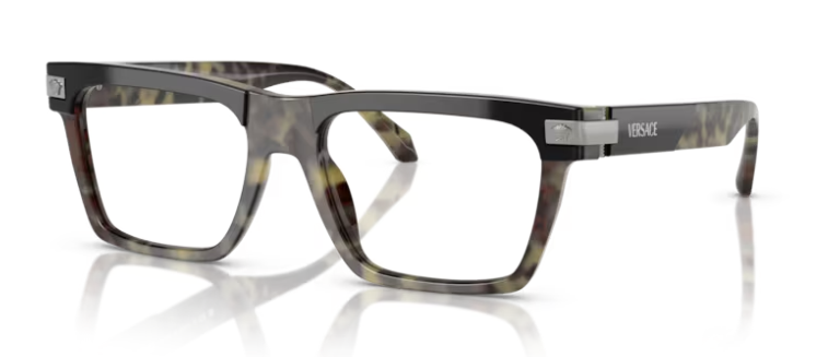 Versace 0VE3354 5456 Havana 53mm Rectangular Men's Eyeglasses