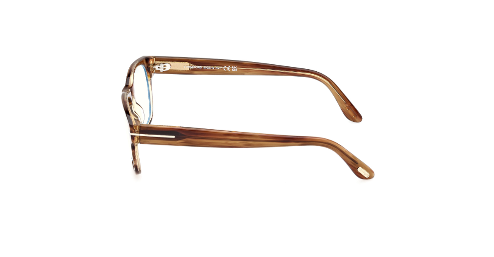 Tom Ford FT5898 050 Light Brown/Striped Square Men's Eyeglasses