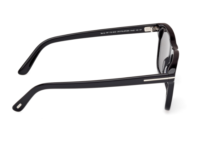 Tom Ford BARRON FT1179 01D Shiny Black/Smoke Polarized Square Men's Sunglasses