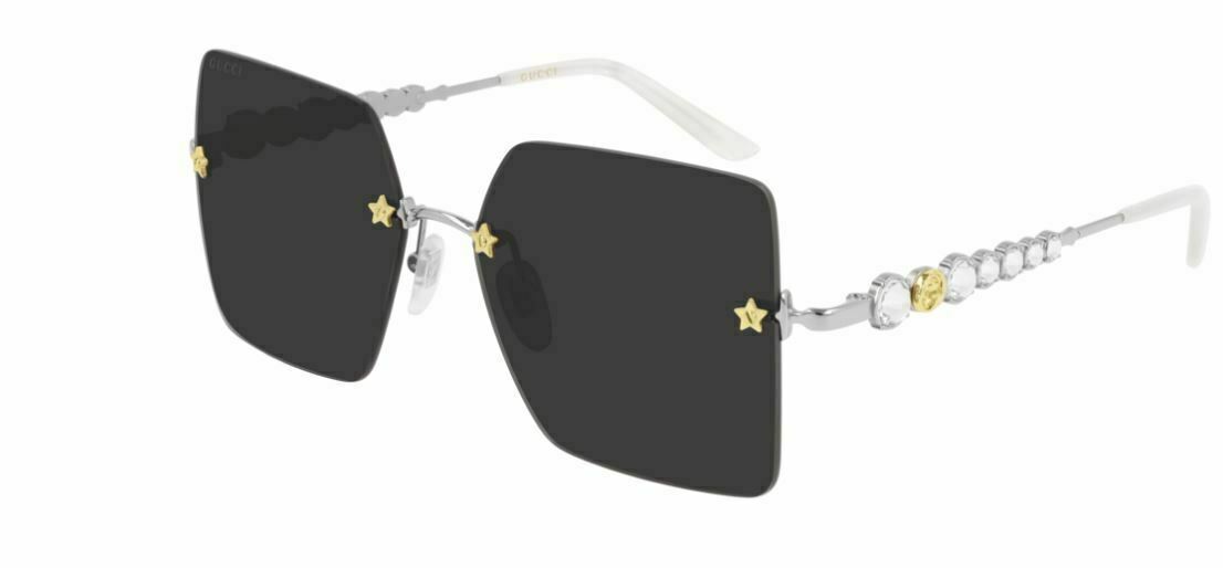 Gucci GG0644S 001 Silver/gold/grey Tint  Women's Square Sunglasses