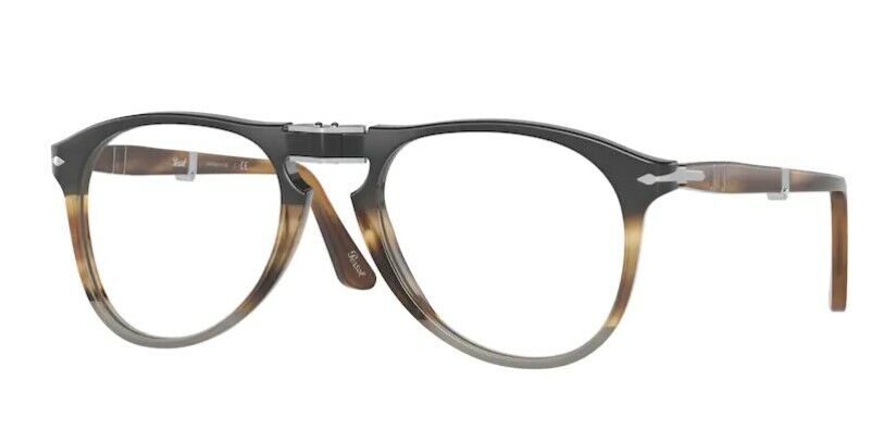 Persol 0PO9714VM 1135 Black/Striped/Brown/Grey  Silver Men's Eyeglasses