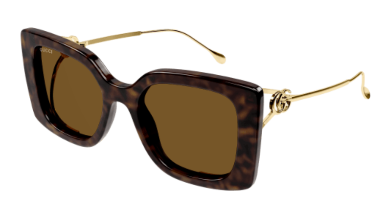 Gucci GG1567SA 002 Havana-Gold/Brown Oversized Square Women's Sunglasses