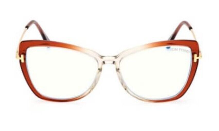 Tom Ford FT5882-B	044 Shiny Transparent Orange & Crystal/Blue Block Sunglasses