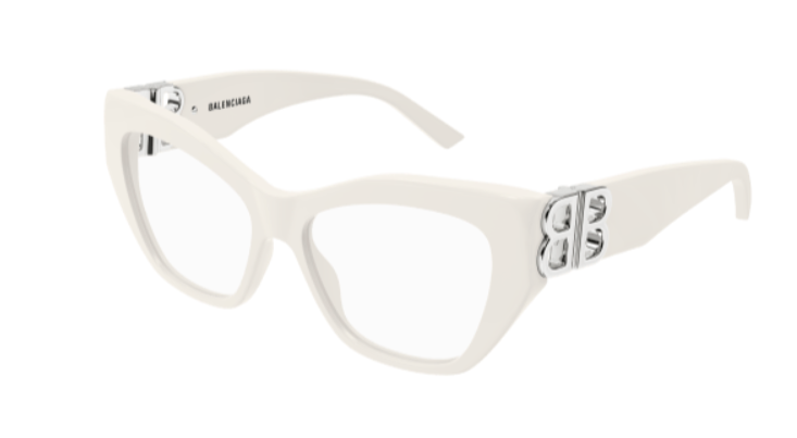 Balenciaga BB0312O 003 White Cat Eye Women's Eyeglasses