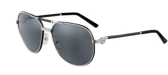 Cartier CT0053S  002 Silver/Grey Polarized Soft Square Men's Sunglasses