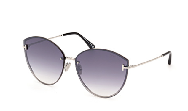 Tom Ford FT1106 16C Shiny Palladium /Smoke Mirror Cat Eye Women Sunglasses