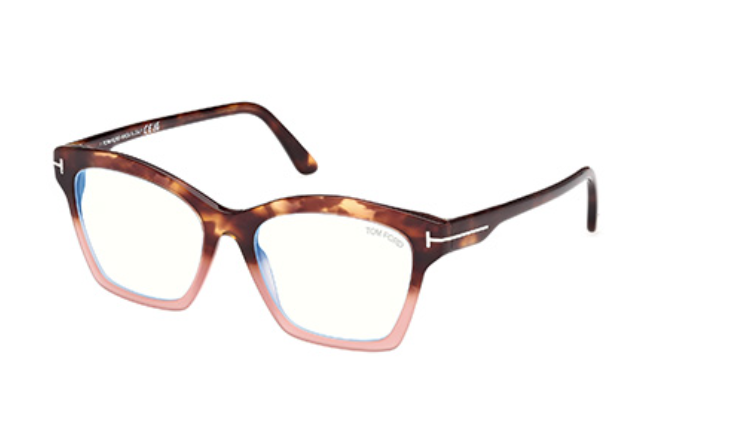 Tom Ford FT5965-B 055 Havana Monocolor/Coloured Havana Square Women's Eyeglasses