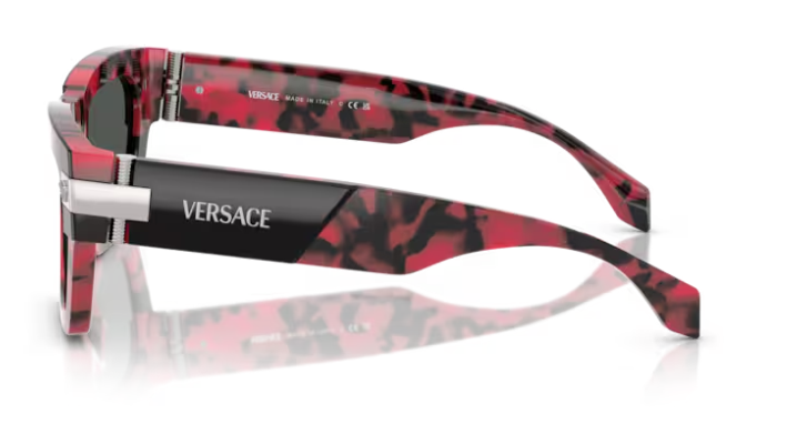 Versace 0VE4464 545787 Black-Red Havana/Dark Grey 55mmRectangle Men's Sunglasses