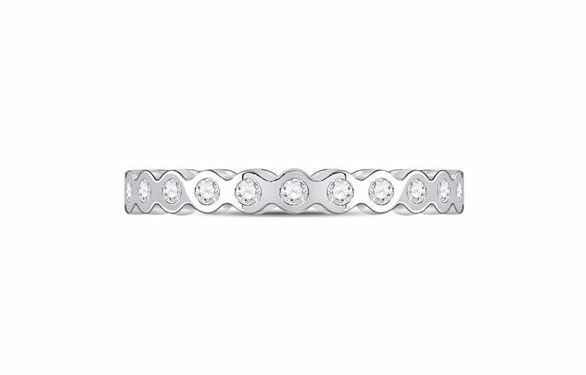 14kt White Gold Diamond Rounded Edge Womens Band Ring 1/5 Cttw