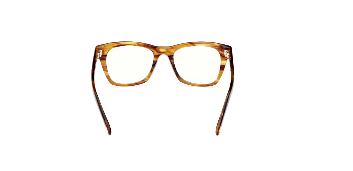 Tom Ford FT5886 047 Shiny Light Brown Block Lenses Square Men's Eyeglasses