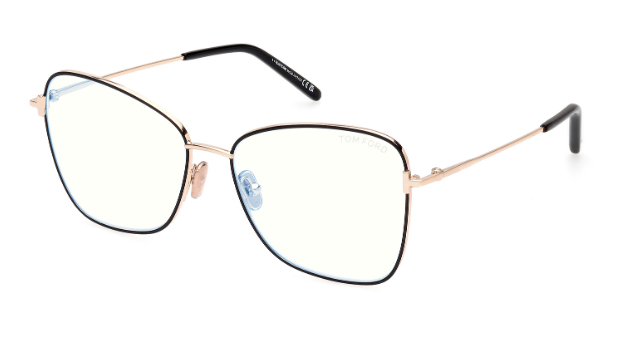 Tom Ford FT5906 001 Black/Monocolor/Shiny Rose Gold Butterfly Women's Eyeglasses