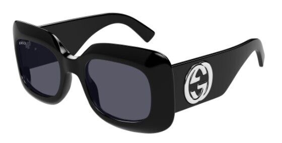 Gucci GG1695S 001 Black/Grey Oversize Rectangular Women's Sunglasses