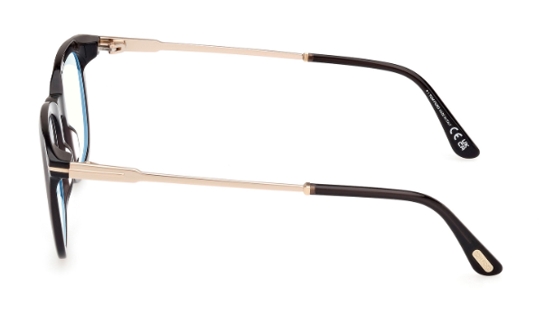 Tom Ford FT5904 005 Shiny Black / Shiny Pale Gold Square Men's Eyeglasses