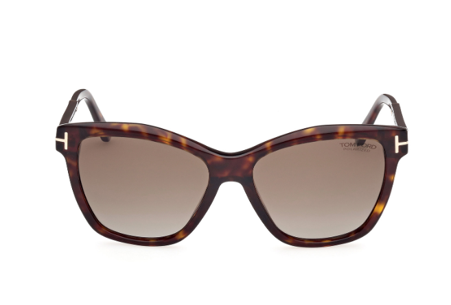 Tom Ford FT1087 Lucia 52H Dark Havana/Brown Gradient Polarized Square Sunglasses