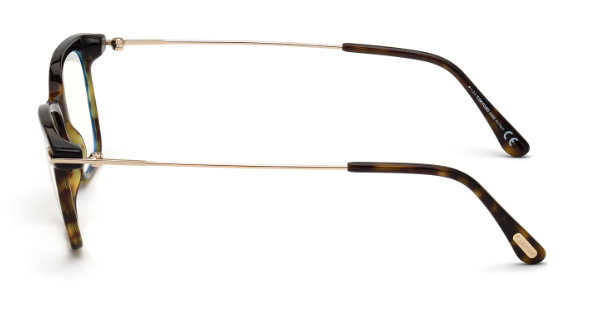 Tom Ford FT5712 052 Dark Havana / Shiny Pale Gold 50mm Square Women's Eyeglasses