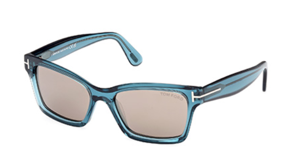 Tom Ford Mikel FT1085 90L Shiny Turquoise/Roviex Square Women's Sunglasses